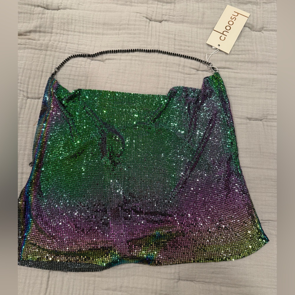 Choosy Irridescent Multicolor Chainmail‎ Slouchy Top